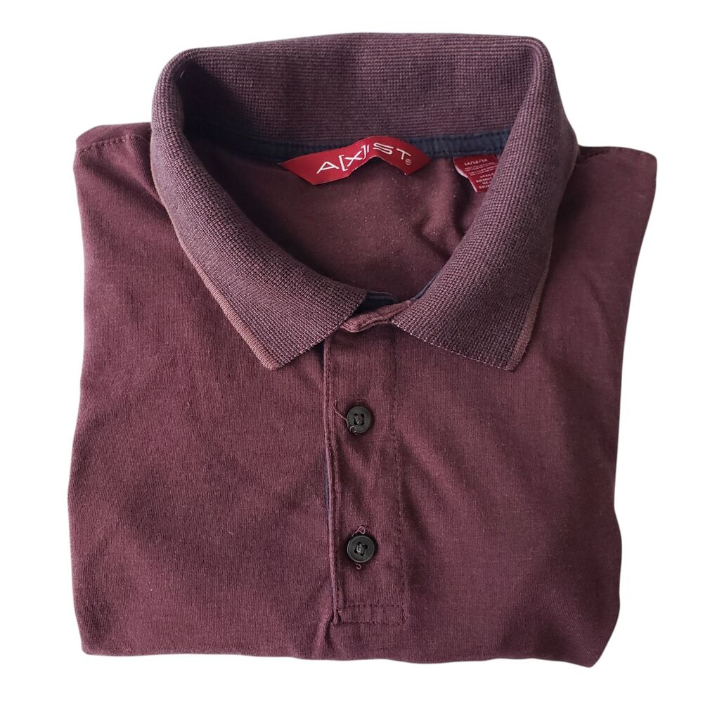Axist Polo Shirt Mens Medium Burgundy - Picture 4 of 9